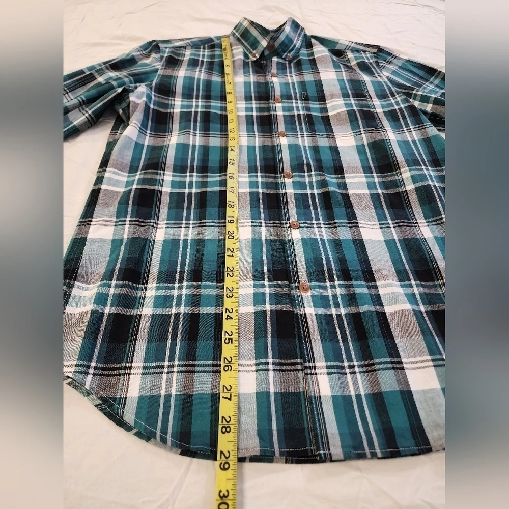 J. Crew Teal Plaid Button Down Shirt Long Sleeve Cotton Size Small